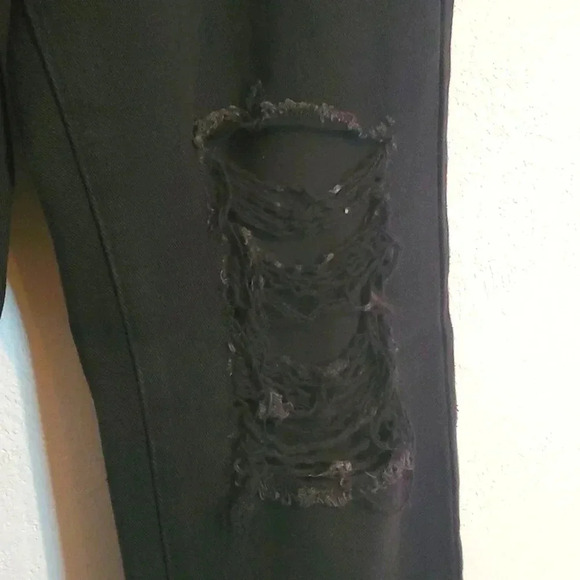 Genleck Cross Over Button Black Straight Leg Jeans  size S - Picture 4 of 8